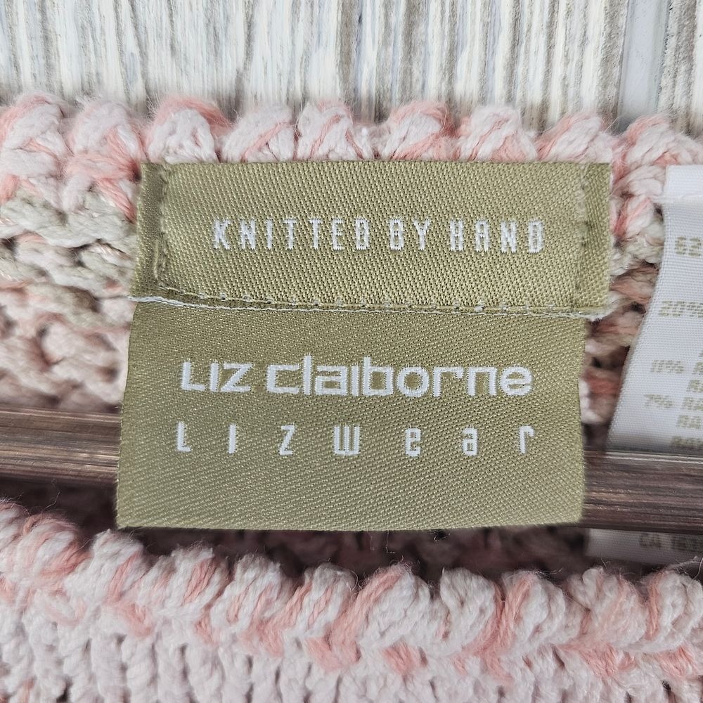 Liz Claiborne Lizwear Cottagecore Hand Knit Silk Blend Striped Sweater Women's M - Picture 5 of 7